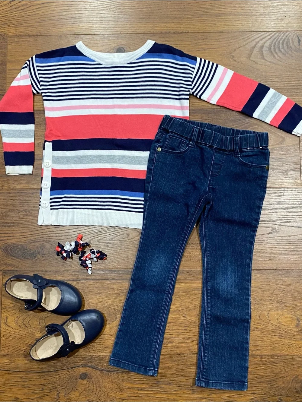 Gymboree Girls ‘Best in Show’ Set Size 4 Striped Sweater, Jeggings, Hair Clips